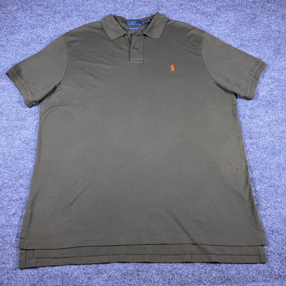 Polo‎ Ralph Lauren Mens XXL Custom Fit Pima Stretch Mesh Polo Shirt Olive Green